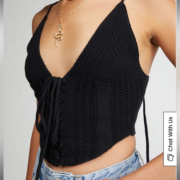 🖤LA Hearts Crochet Corset Top Black NWT - Picture 2 of 6